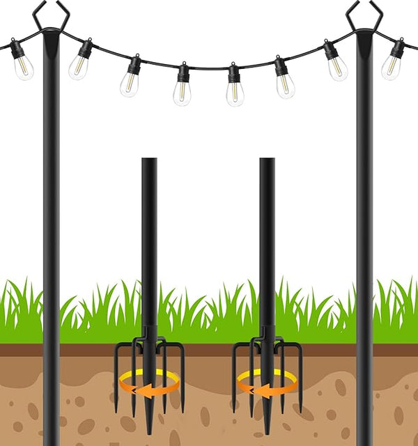 LETIANPAI 10Ft String Light Poles 4 Pack,Light Poles for Outside Lights,Outdoor with Fence Brackets Hanging | Lumora