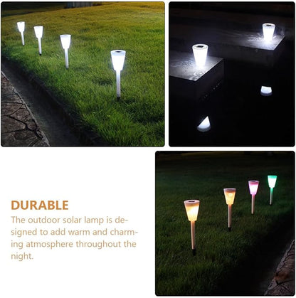 Solar-Powered Stake Lawn Lamp Outdoor Solar Pathway Light Adjustable Bright White and Colorful Modes Garden Yard Stake Lighting for Patio Random Color