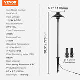 VEVOR 12 Pack Low Voltage Landscape Path Lights, 3W 210LM 12V-24VAC/DC Outdoor LED Pathway Lighting, 3000K Warm | Lumora