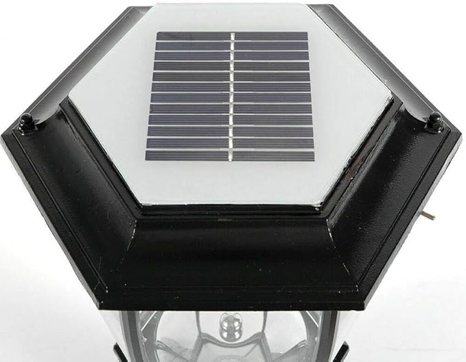 Solar Powered Outdoor Pillar Light Solar Landscape Pathway LED Lights Solar Post Light Waterproof Lantern Lamp for Fence Deck (Black x 2)