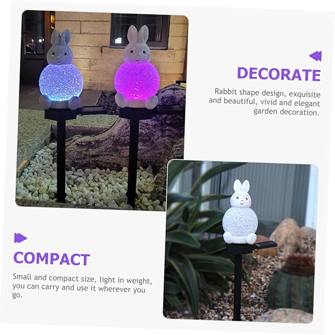 Led Rabbit Garden Decor Solar Pathway Lights Landscape Lighting Driveway Lights Changing Outdoor Lamp