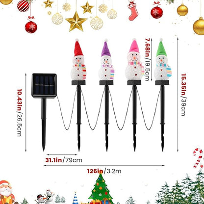 4 Pcs Solar Christmas Snowman Pathway Lights, Outdoor Snowman Stakes Light Ornaments for Yard Garden Lawn Landscape Patio Walkway Decor