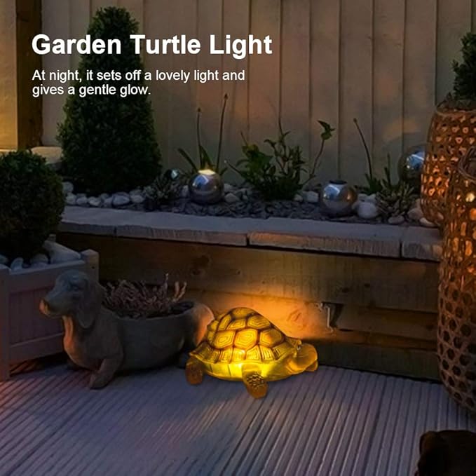 TIJNN Solar Turtle Lights Deck Decorative Lighting Statue Lawn Patio Backyard Outdoor Garden Decoration | Lumora