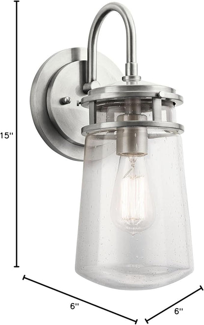 Kichler Lyndon 15" 1 Light Wall Light with Clear Seeded Glass Brushed Aluminum, Small