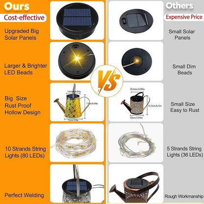 Solar Watering Can Lights,Large Retro Metal Hanging Solar Lights Outdoor Waterproof, Birthday Gifts for Women Mom Grandma Garden Decor Yard Light LED Decoration Outside for Porch Lawn Patio