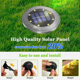 2 Pack Solar Garden Flat Buried Light 8 LED Outdoor Disk In-Ground Light Garden Pathway | Lumora