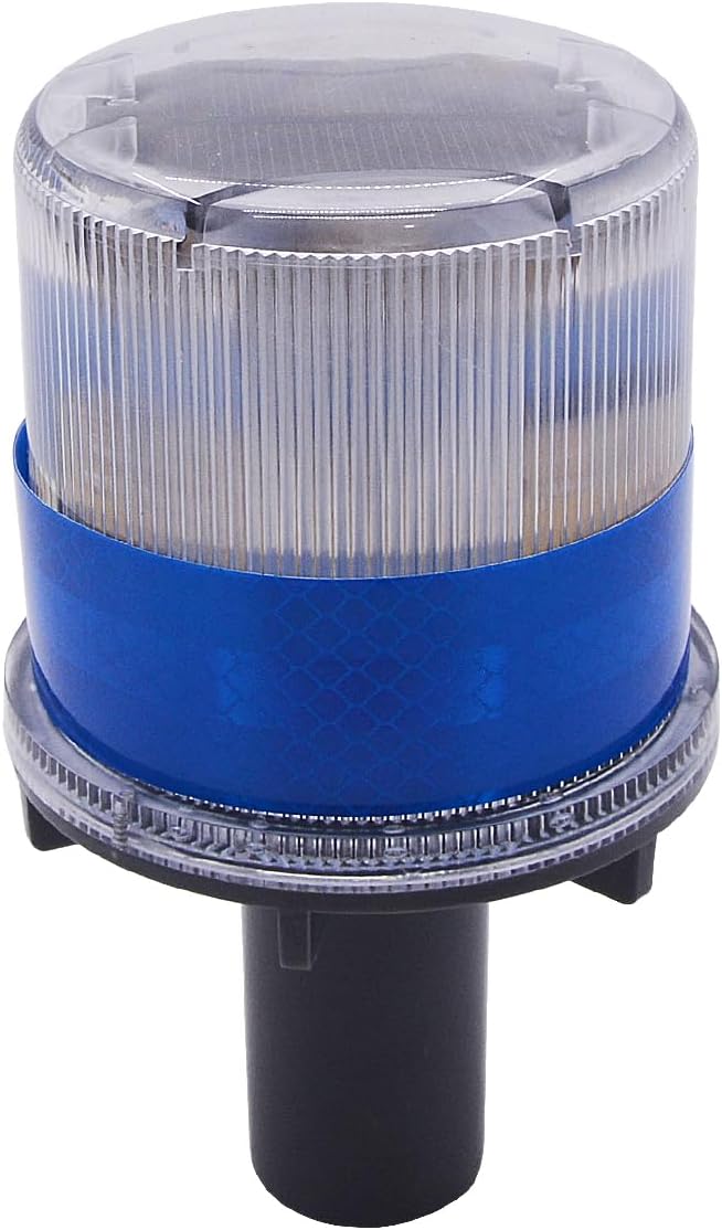 PENCK Solar LED Warning Light Waterproof Driveway Lights Flashing Barricade Light Road Construction Safety Signs Flash Traffic Light for Outdoor Fence Patio Yard Home Pathway Stairs Garden (Blue)