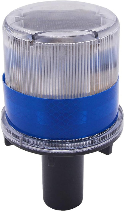 PENCK Solar LED Warning Light Waterproof Driveway Lights Flashing Barricade Light Road Construction Safety Signs Flash Traffic Light for Outdoor Fence Patio Yard Home Pathway Stairs Garden (Blue)