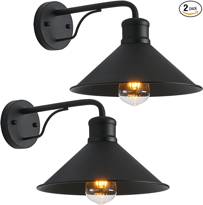2 Pack Outdoor Wall Lights Wall Mount for House, Porch Light Fixtures, Matte Black Modern Farmhouse Wall Sconce | Lumora