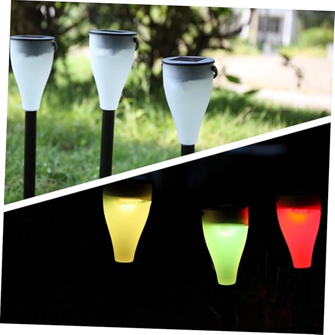 Luxshiny LED Solar Lawn Light Outdoor Waterproof Colorful Solar Garden Path Light with Ground Stake, Seven-Color Changing Landscape Lamp for Yard and Patio Decoration
