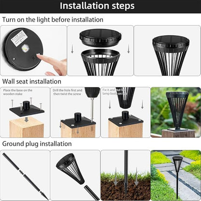 Solar Pathway Lights Outdoor 2 Pack, IP65 Waterproof Landscape Lights with 5 Modes Warm White+RGB Color Changing for Yard Backyard Driveway Walkway Lawn