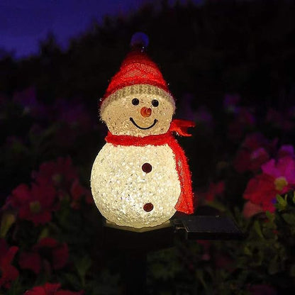 Outdoor Plastic Solar Lights Snowman Shape Solar Powered LED Lamp Waterproof Garden Light Decoration for Walkway Path Landscape Lawn Yard