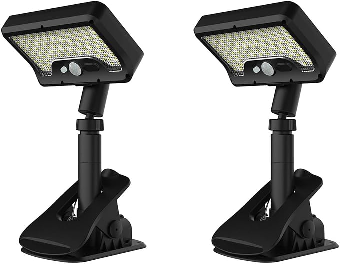 Outdoor Solar Clamp Lights 2 Pack with 3 Modes Rechargeable Design for Camping Garden Pathway Outdoor Solar Lights