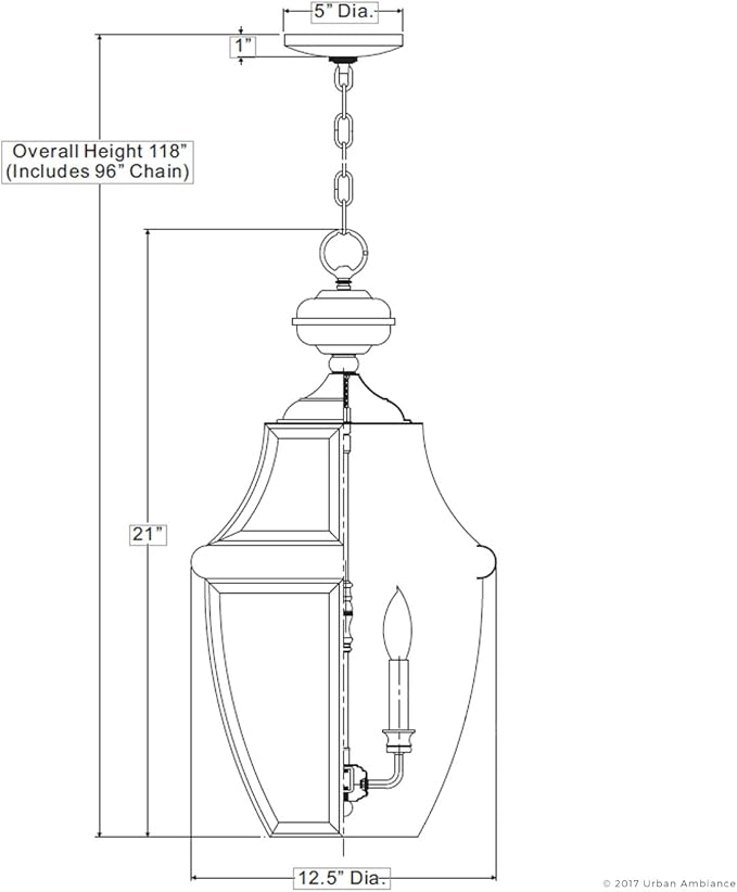 Urban Ambiance Luxury Colonial Outdoor Pendant Light, Large Size: 21" H x 12.5" W, with Tudor Style Elements | Lumora