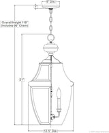 Urban Ambiance Luxury Colonial Outdoor Pendant Light, Large Size: 21" H x 12.5" W, with Tudor Style Elements | Lumora