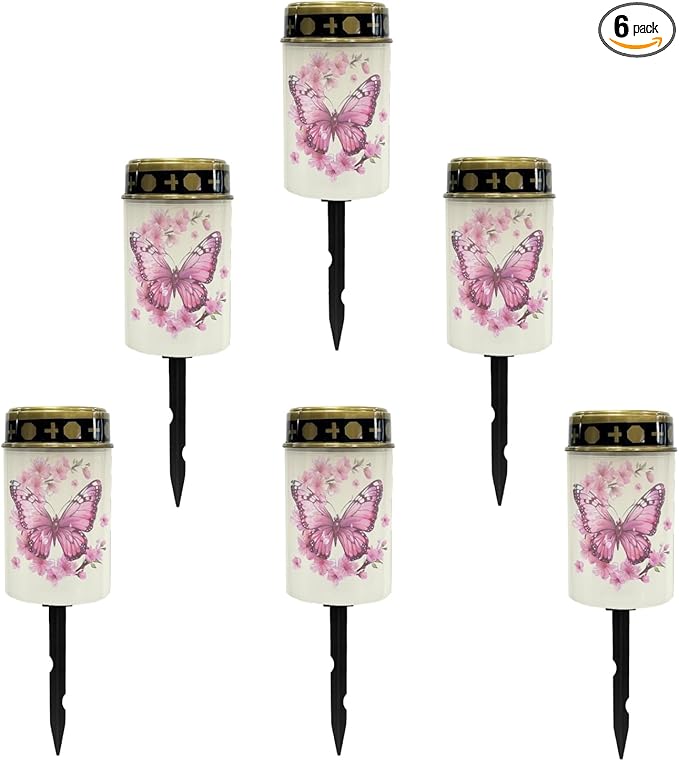 Pink Butterfly Outdoor Solar Lights LED Lantern Solar Garden Stake Lights Solar Powered Fairy Lights for Outside | Lumora