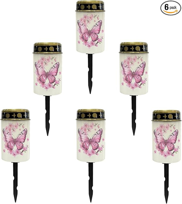 Pink Butterfly Outdoor Solar Lights LED Lantern Solar Garden Stake Lights Solar Powered Fairy Lights for Outside | Lumora