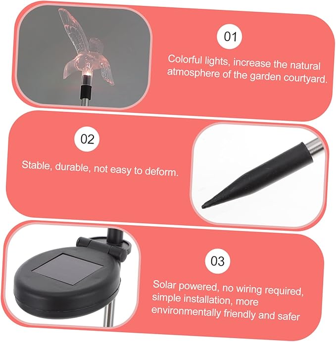 jojofuny Decorative Solar Outdoor Led Lawn Light for Color-Changing Bird Design Easy to Install Patio Aesthetics