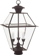 Livex Lighting Lantern 2384-07 Westover 3-Light Outdoor Post Head, Bronze, 21.50x12.00x12.00 | Lumora