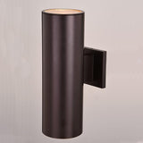 VAXCEL Chiasso Modern Outdoor Porch Light, 5" W x 14.25" H 2-Light Deep Bronze Cylinder Wall Sconce, Waterproof Up | Lumora