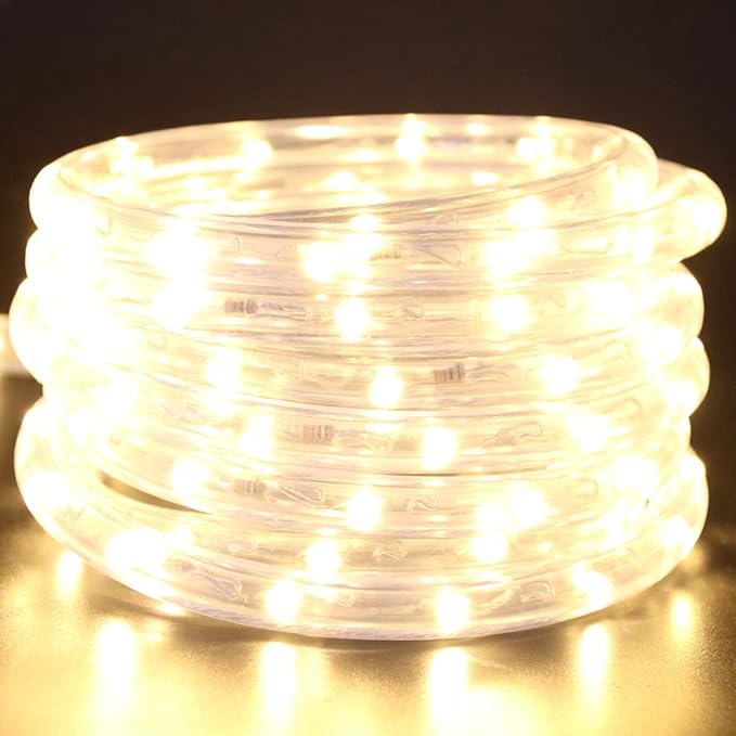 Solar String Lights, 23FT Solar Rope Lights, 8 Modes 50 LED Outdoor Lighting Rope, Waterproof Copper Wire Rope String Light for Outdoor Indoor Home Garden Patio Parties(Warm White)