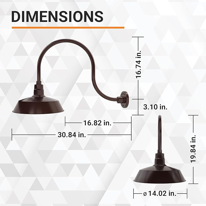 14in. Architectural Bronze Outdoor Gooseneck Barn Light Fixture With 24in. Long Extension Arm - Wall Sconce | Lumora