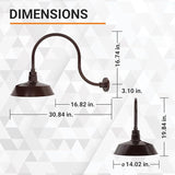 14in. Architectural Bronze Outdoor Gooseneck Barn Light Fixture With 24in. Long Extension Arm - Wall Sconce | Lumora