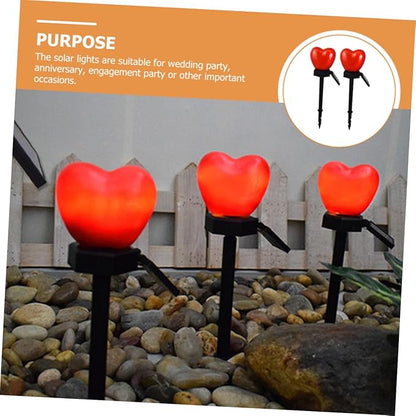 Mikikit 2pcs Heart Shape Solar Lamps for Solar Outdoor Lights Pathway Stake Romantic for Patio Landscape Decor
