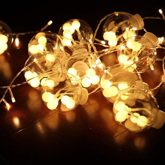 String Lights, LED Outdoor Indoor LED Wishing Ball Icicle Led Lights Outdoor Lighted Holiday Displays Hanging Lights Patio Edison Bulb Rope Lights Christmas Festive Wedding Curtain Decoration Lights