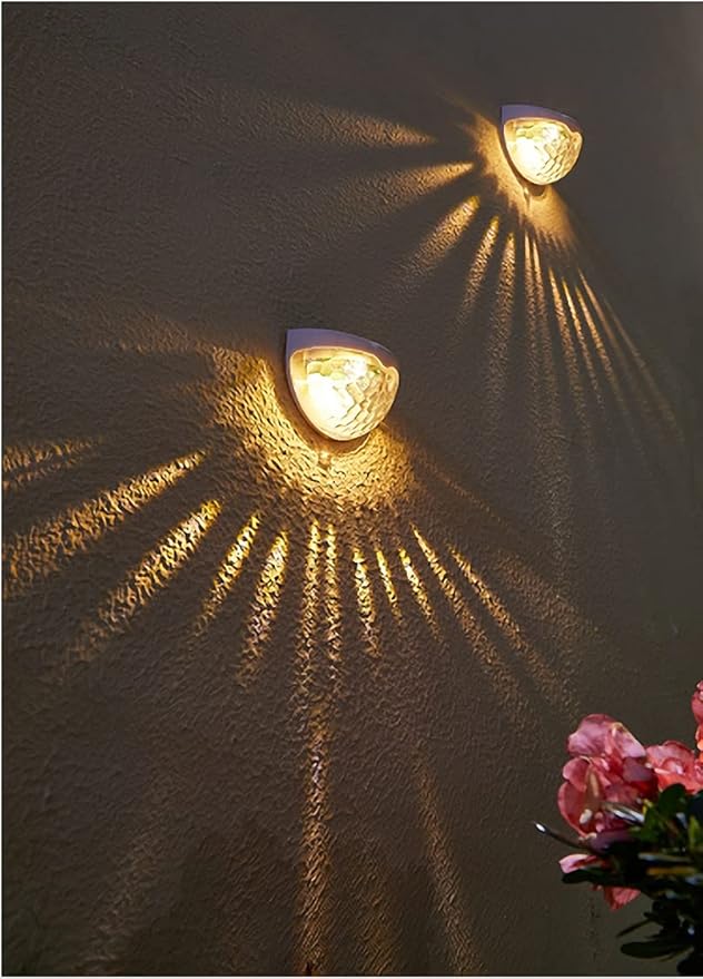 Ulalaza 2Pcs Solar Decking Lights RGB+ Changing Solar Step Lights Outdoor Waterproof Stair Lights for Fence, Deck Patio, Front Door, Stair, Yard & Driveway Path Warm White