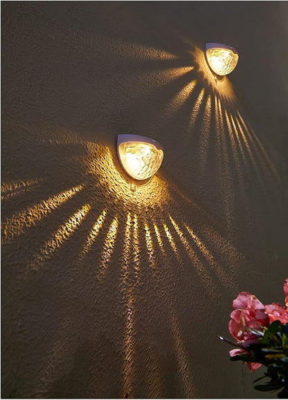 Ulalaza 2Pcs Solar Decking Lights RGB+ Changing Solar Step Lights Outdoor Waterproof Stair Lights for Fence, Deck Patio, Front Door, Stair, Yard & Driveway Path Warm White