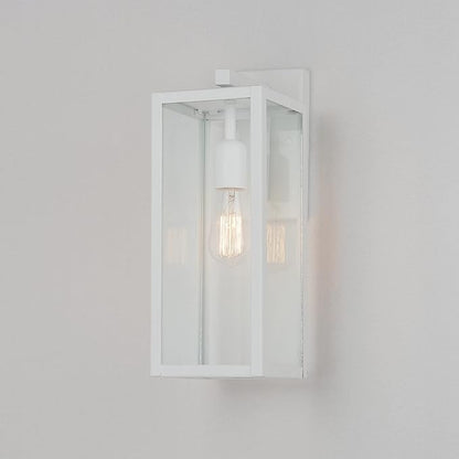 GLOBE Electric 44836 Bowery 1-Light Outdoor Indoor Wall Sconce, Matte White, Clear Glass Shade