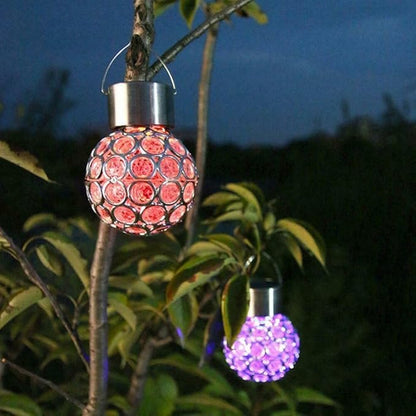 ansu Solar Light LED Lantern Outdoor Waterproof Hollow Small Light Chandelier Path Light (Multi-Color)