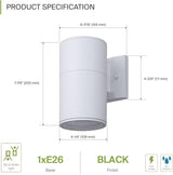 ASD 1 Light Outdoor Wall Light Fixture | 60W E26 Bulb Socket 120V ETL Cylinder Up Down Lights | | Lumora