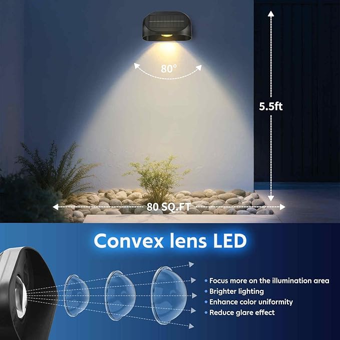12 Pack Solar Fence Lights Outdoor, Solar Deck Lights with RGB Colors Warm White Cool White, Waterproof Fence Light | Lumora