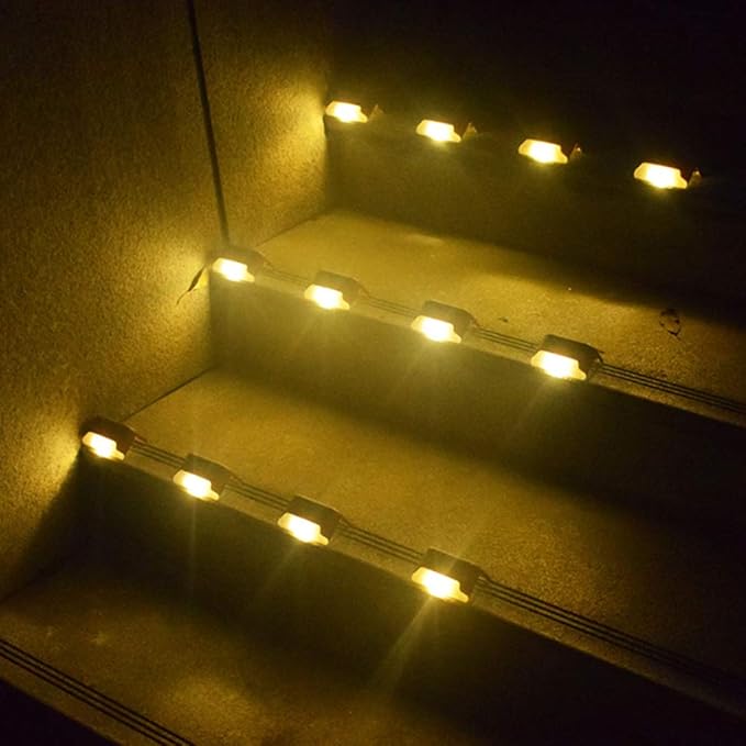 MODOAO Solar Deck Lights Solar Step Lights Waterproof Led Solar Lamp Led Solar Fence Lamp for Patio, Stairs,Garden Pathway, Fences and Path and Driveway (16 Pack)