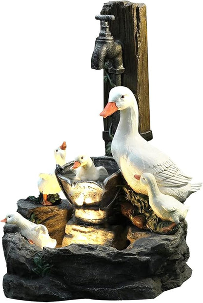 Solar Outdoor Lights, Duck Family Garden Lights, Resin Decorative Light for Yard, Pathways, Solar Spot Light Outdoor, Security Lights, Garden Statues, Cute Stuff