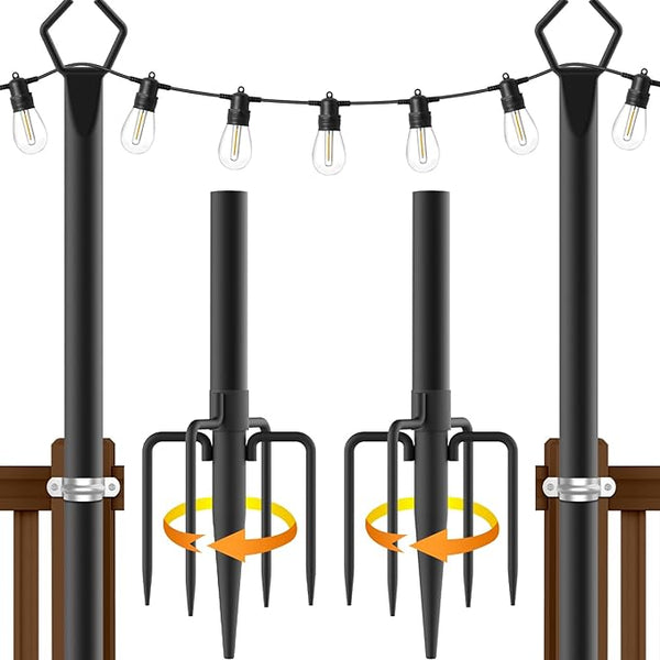 AILBTON 2 Pack 10Ft String Light Poles,Light Poles for Outside String Lights,Outdoor Light Poles with Fork,Metal | Lumora