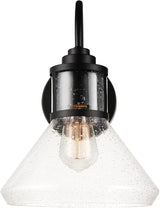 GLOBE Electric 44661 Torrent 1-Light Outdoor Wall Sconce, Black, Seeded Glass Shade, 60W Vintage Edison | Lumora