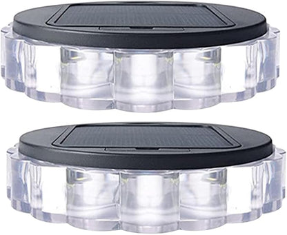 2pcs Solar Powered Wall Lights Outdoor Garden Patio Yard Plastic Solar Lamps White Light for Fence Pathway Lighting