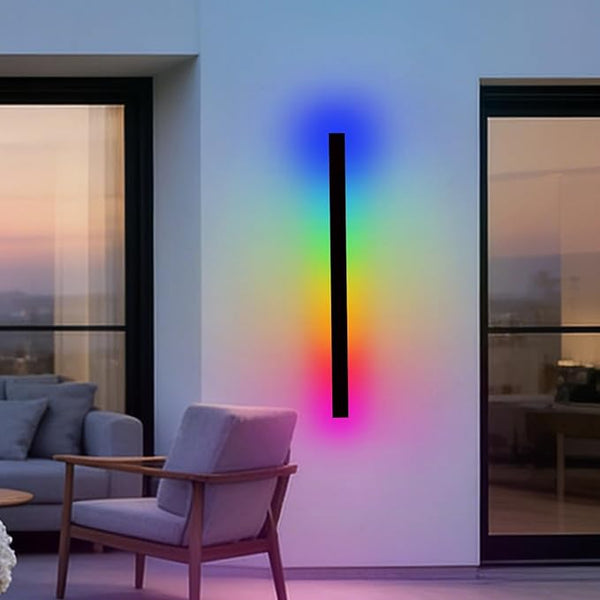 RGB Outdoor Wall Lights, Ip65 Waterproof Linear Led Modern Wall Sconce, 7 Colors and 358 Light Effects, Dimmable | Lumora