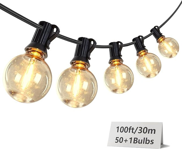 100FT Outdoor String Lights, Waterproof Patio Lights with 50 LED G40 Globe Shatterproof Bulbs, Connectable | Lumora