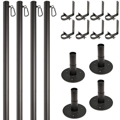 EXCELLO Global Products Premium String Light Poles - 4 Pack - Extends to 10 Feet – Deck Mount (Wood/Concrete)