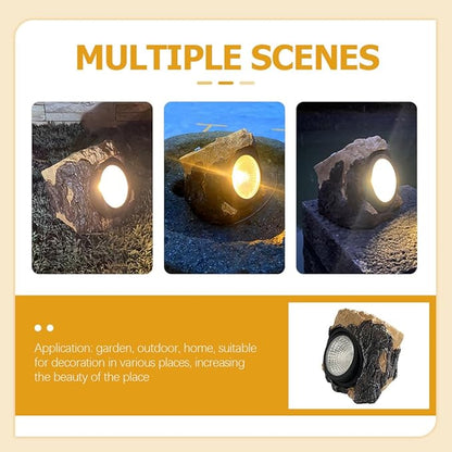 Kisangel Solar Yard Lights Solar Pathway Lights Resin Stump Shape Waterproof for Garden Lawn Walkway Patio Decor