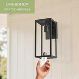 Bestshared Outdoor Wall Sconce, 2-Pack 15 Inch Exterior Wall Lanterns with Clear Glass, Anti-Rust Black Porch | Lumora