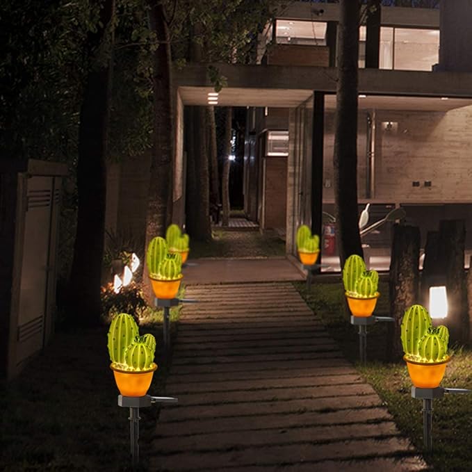 chislim Solar Lights Outdoor Decorative,Creative Cactus Pineapple Stake Waterproof Landscape Lights,Landscape Lighting for Garden Patio Lawn Yard (Cactus B-2 Pack)