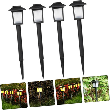 jojofuny 4pcs Solar Lawn Lights Outdoor Led Garden Decor for Pathway Black Solar Lamps Easy Installation for Home Use