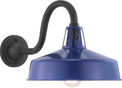 Progress Lighting Cedar Springs Collection 1-Light Farmhouse Outdoor Extra-Large Wall Lantern Light Navy