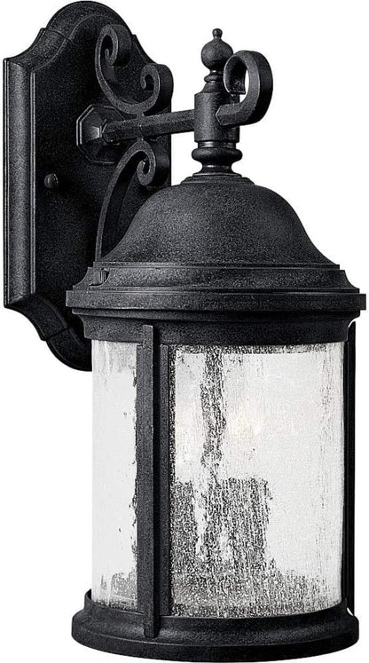 Progress Lighting Ashmore Collection 2-Light Water Seeded Glass New Traditional Outdoor Small Wall Lantern Light Textured Black