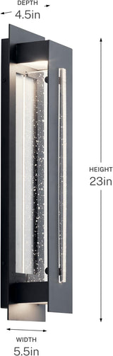 Kichler River Path 23" LED Outdoor Wall Light in Textured Black, 1-Light Contemporary Exterior Wall Sconce with | Lumora